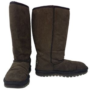 Skechers tall boots suede chocolate brown faux fur lining 46349 8.5 women